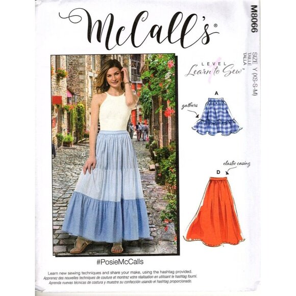 McCall's M8066 Misses XS to M Loose Fitting Tiered Skirts Uncut Sewing Pattern - Picture 1 of 2